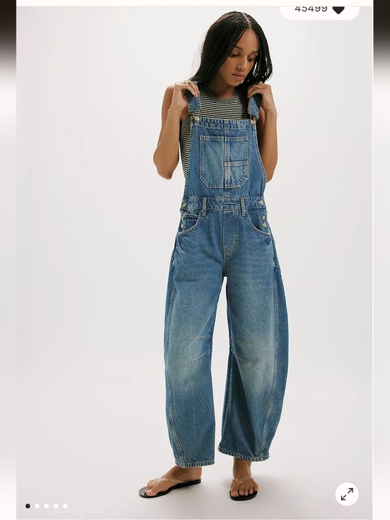 Free People Pants - Free People Blue Denim Wide-Leg Overalls